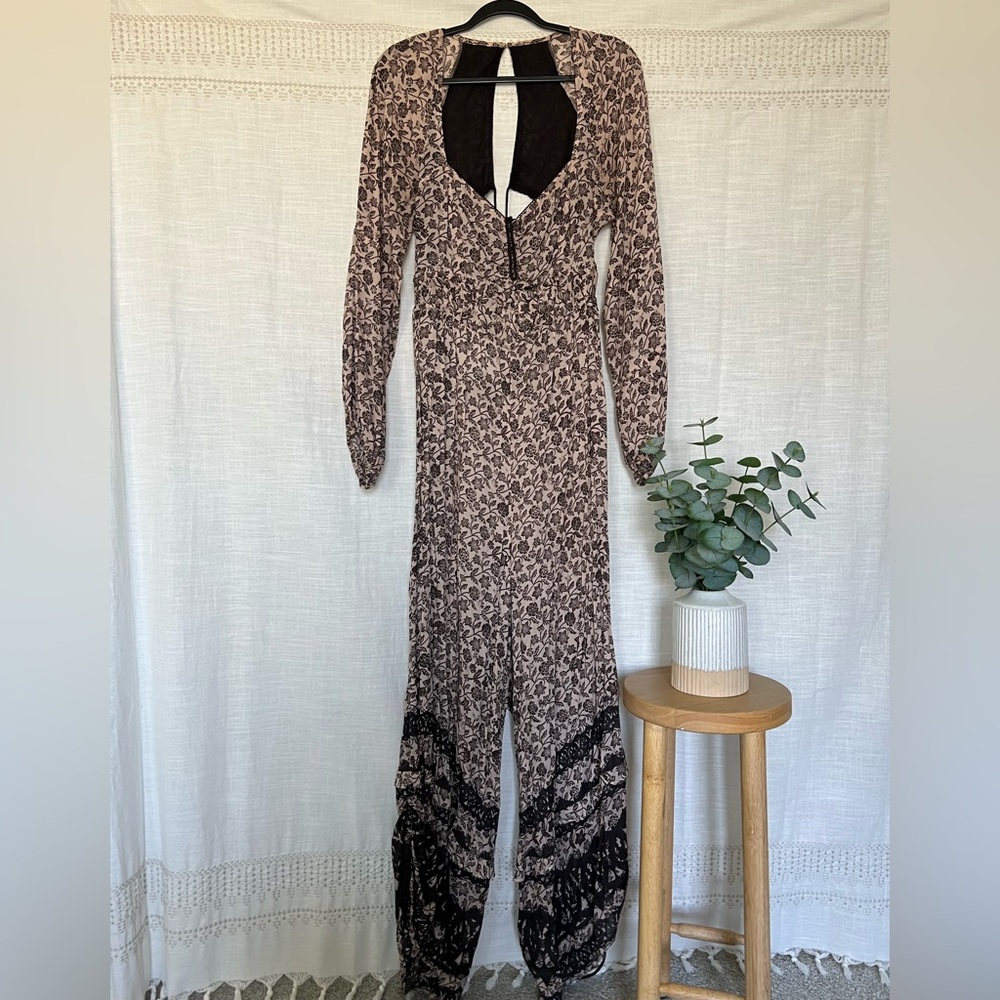 Free people boho jumpsuit open back with ties